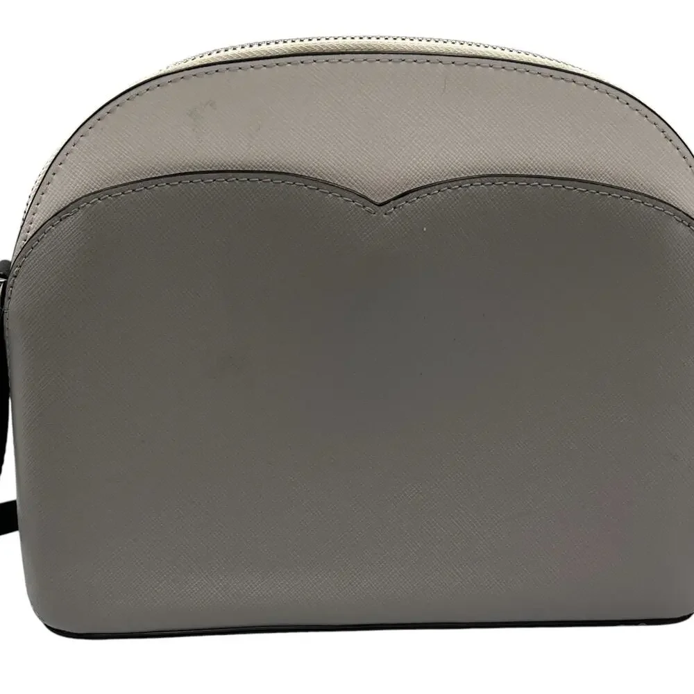 Kate Spade Payton Dome Saffiano Leather Crossbody Bag Gray White